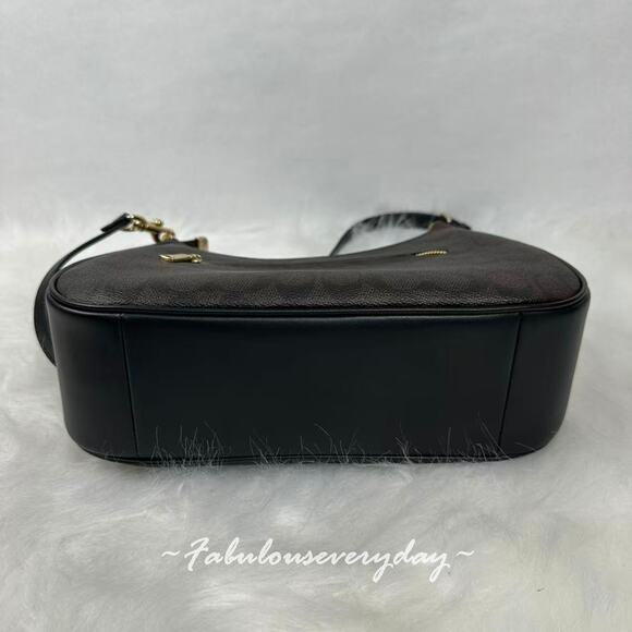 Coach Teri Hobo Bag Crossbody In Signature Canvas/Gold/Walnut/Black CV940 NWT - Picture 9 of 11